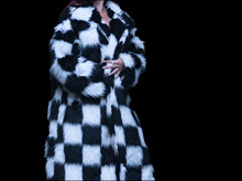 Load image into Gallery viewer, Checkmate Faux Fur Coat. Adult S, M & L.