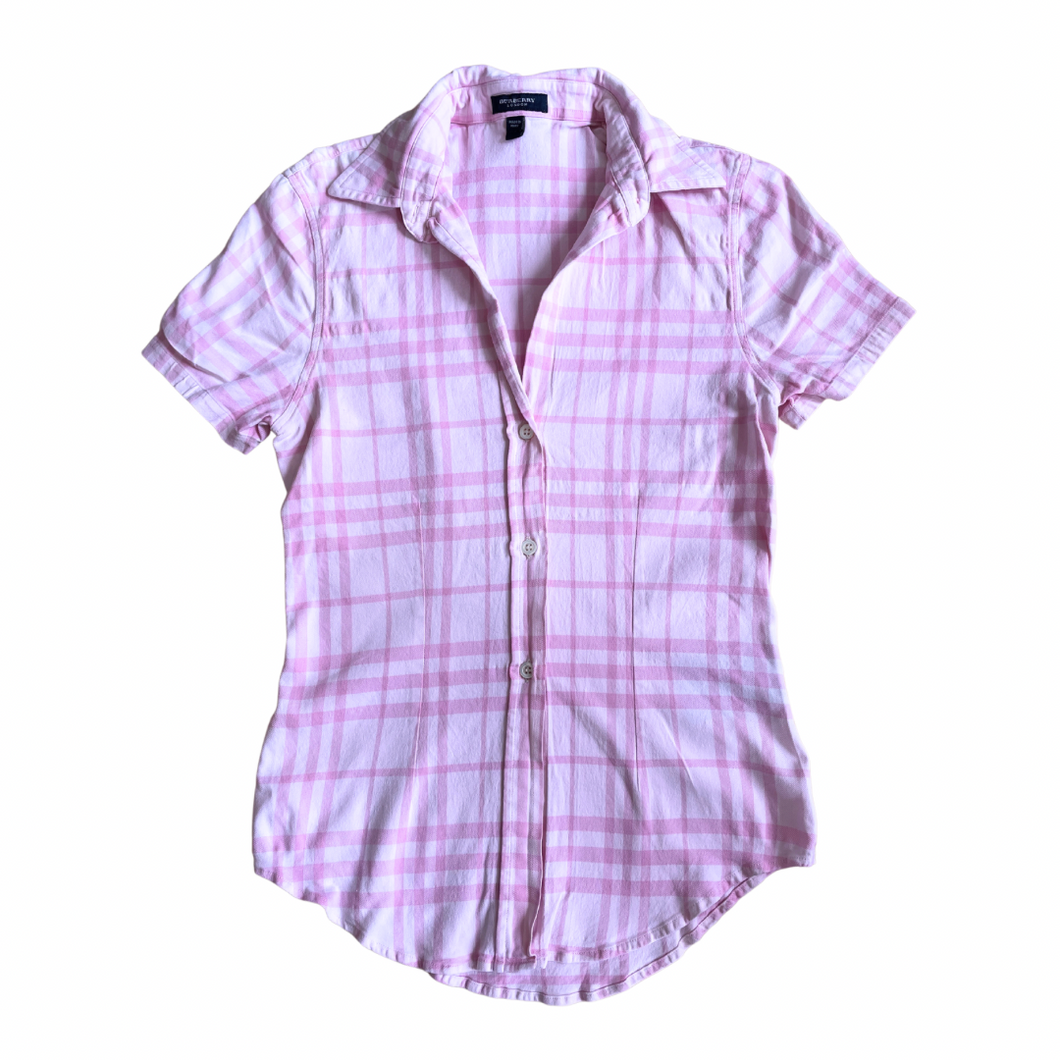 Ladies Baby Pink Nova Check Shirt. Size UK 8.